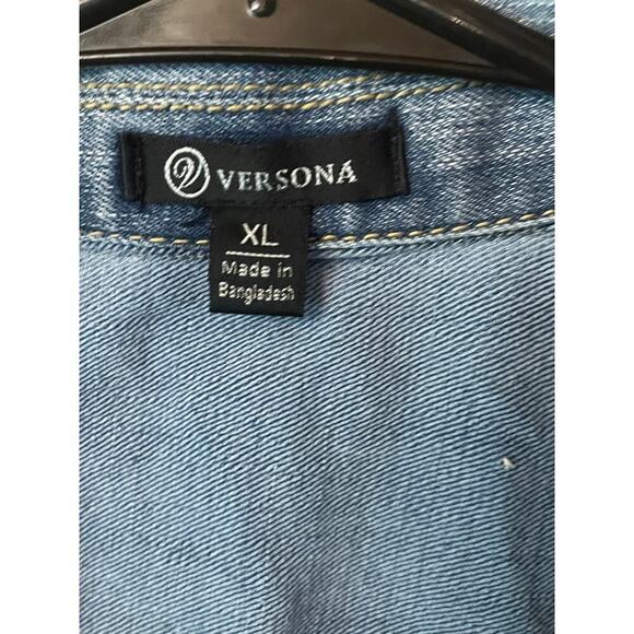 Versona Women's Denim Jean Vest. Button down. Boho Biker Festival. XL - Picture 2 of 7